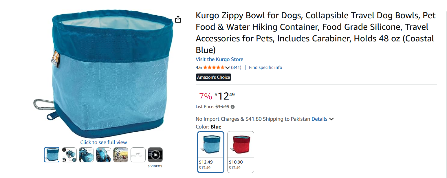 Collapsible Dog Bowl on Amazon